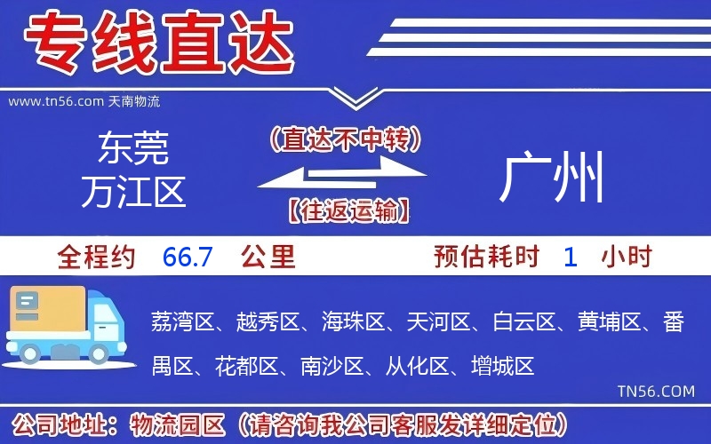 東莞萬江區到廣州物流公司