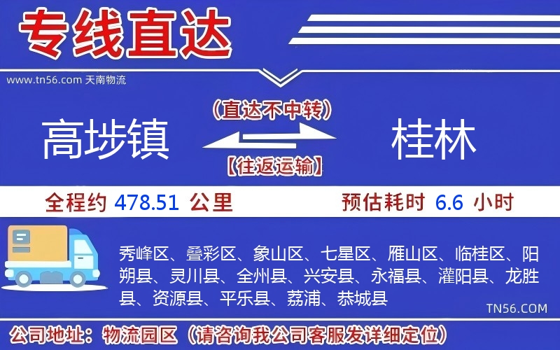 高埗鎮到桂林物流公司