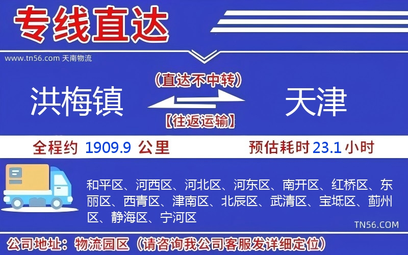 洪梅鎮(zhèn)到天津物流公司