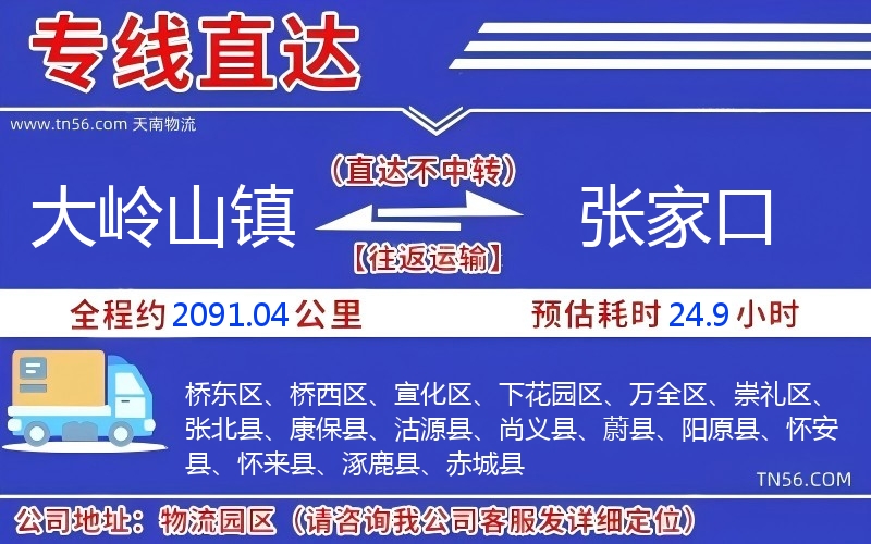 大嶺山鎮(zhèn)到張家口物流公司