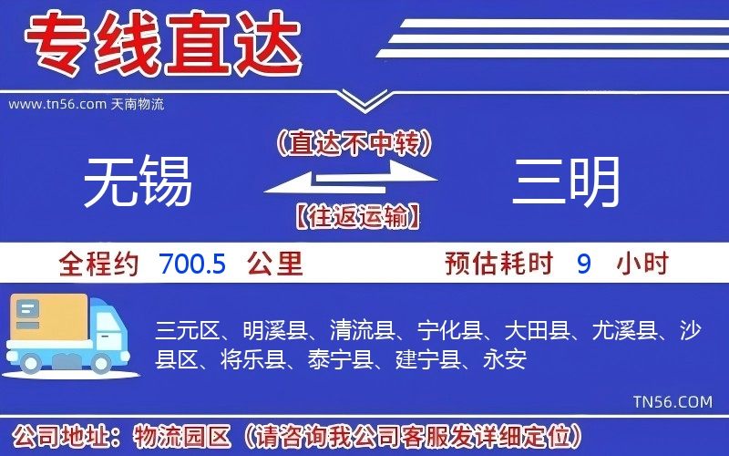 無(wú)錫到三明物流公司